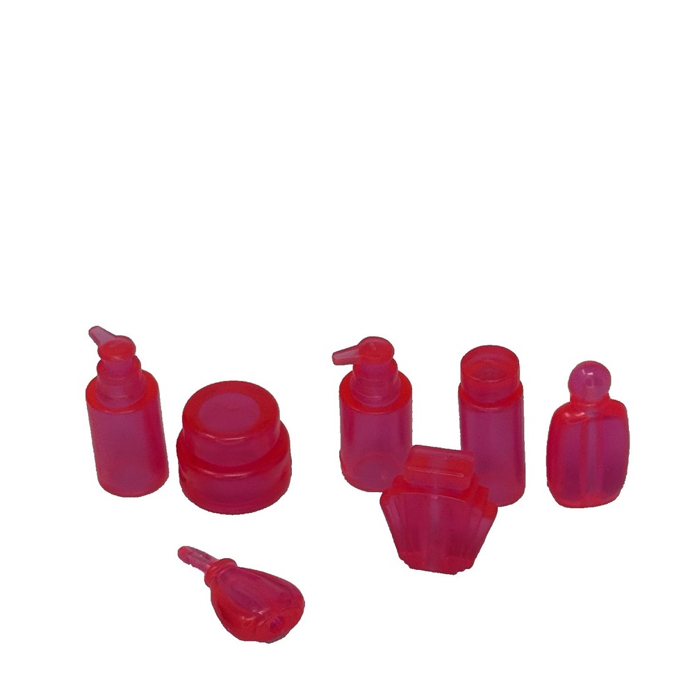 Barbie‎ doll vanity bathroom accessories translucent perfume bottles brush 7 pc - Picture 2 of 4